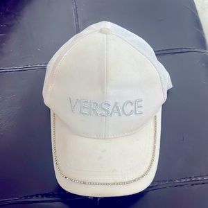 VERSACE WHITE RHINESTONED HAT DIRTY worn in